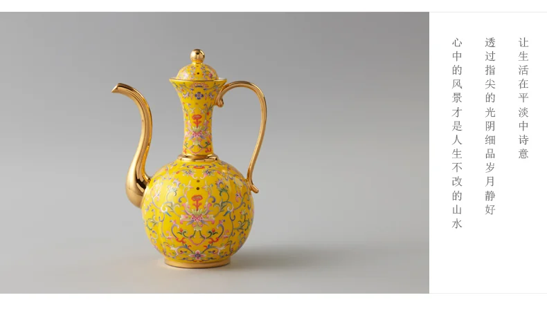[China Direct Shipping, 5-7 days] Auratic China Porcelain Yongfengyuan Imperial Yellow New Court Porcelain 10-head Wine Set detail image 11