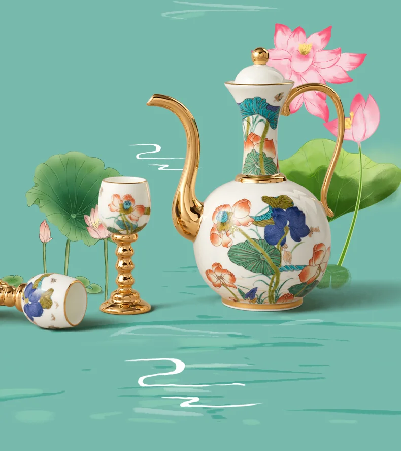 [China Direct Shipping, Time Limit 5-7 Days] Happiness and Harmony 14 Heads Wine Set detail image 11