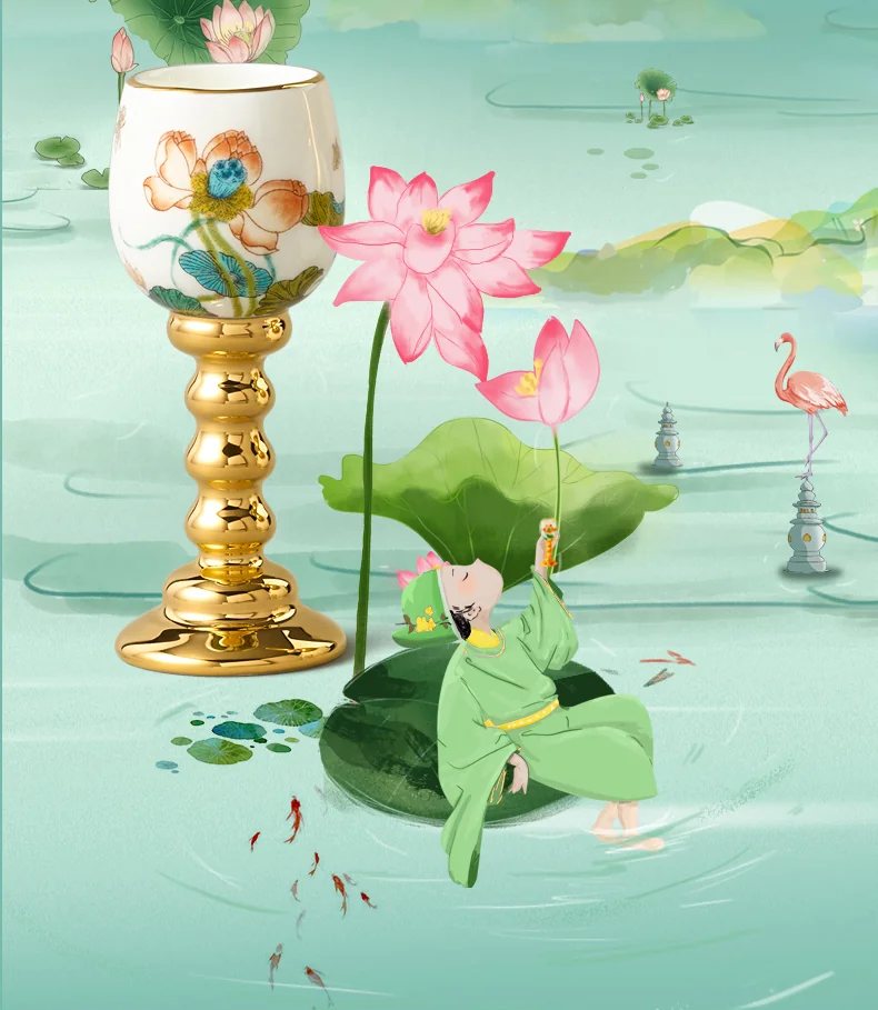 [China Direct Shipping, Time Limit 5-7 Days] Happiness and Harmony 14 Heads Wine Set detail image 5
