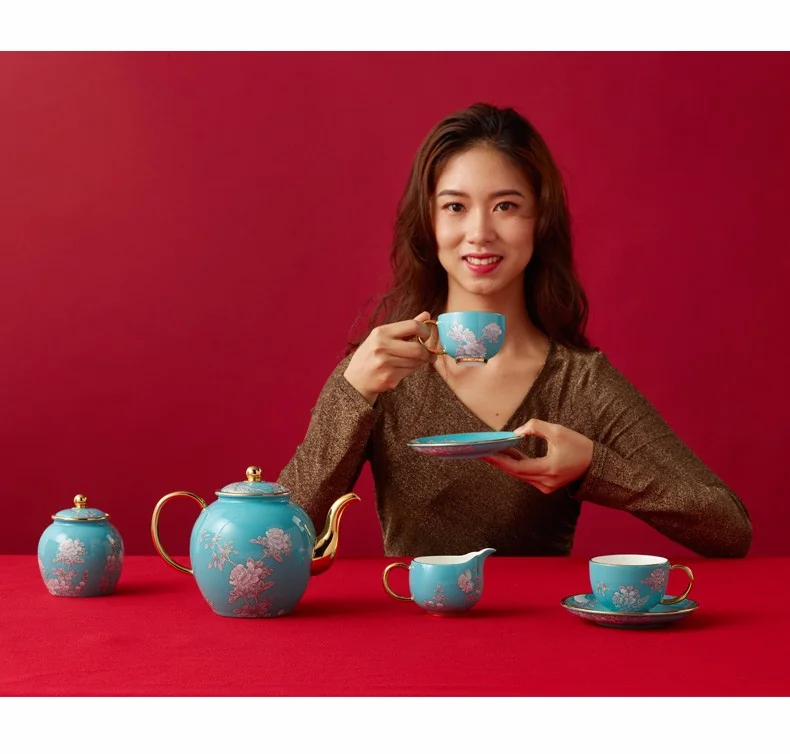 [China direct mail, time limit 5-7 days]AURATIC Ink peony 14/17 ceramic coffee set detail image 15