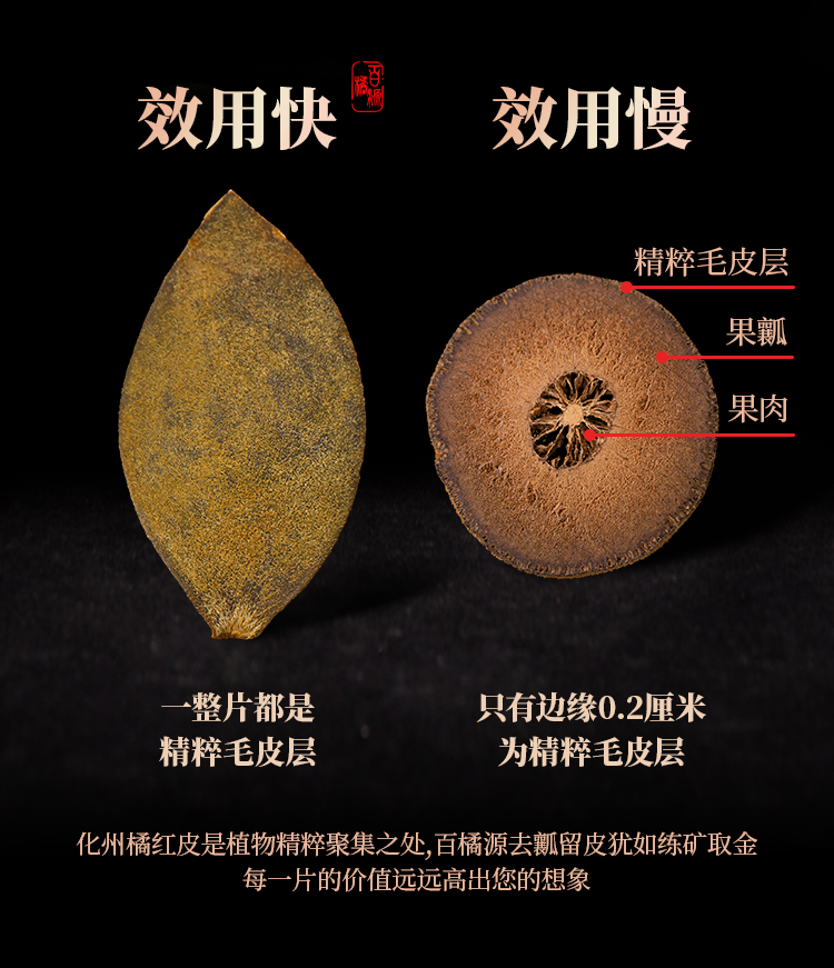 百橘源 正宗化州化橘红片果皮1mm金胎3号产品图
