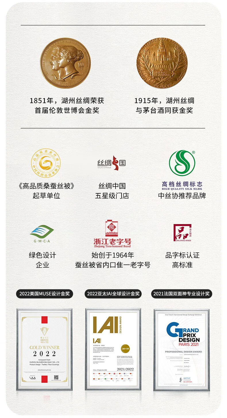 蚕花娘娘 蚕丝被100%桑蚕丝（长丝+中短丝）双人被芯子母被-慕白（500g+1000g 220*240cm） detail image 2