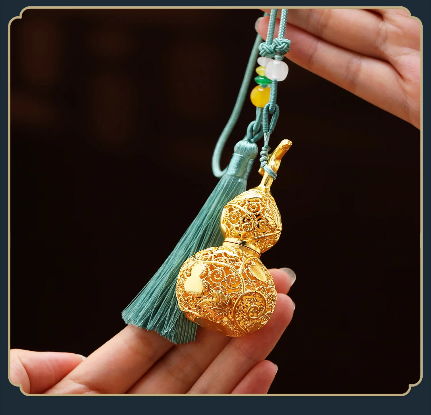【Direct Shipping from China, Delivery in 8–20 Days】DamingTongjian Filigree Lucky Gourd Copper Ornament, Car Pendant, Keychain, Creative Office Desk and Grand Opening Decoration detail image 12