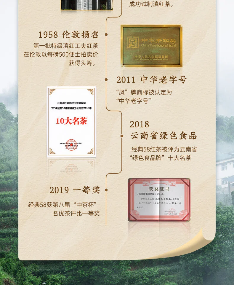 【中国直邮，时效7-15天】凤牌 红茶经典58云南凤庆滇红特级罐装茶叶 25年新茶 380g 详情图 15