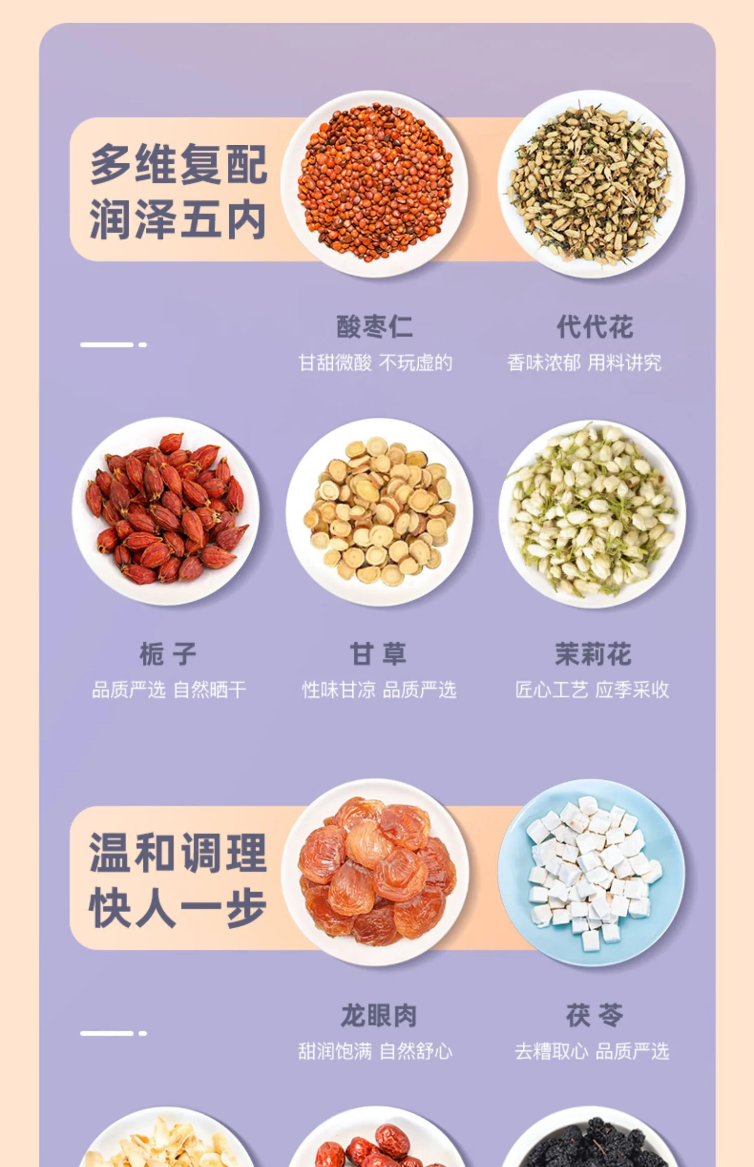 【中国直邮，时效10-15天】方回春堂晚安茶240g/盒 酸枣仁百合枸杞桑椹龙眼肉养生入眠茶 8g*30袋 detail image 3
