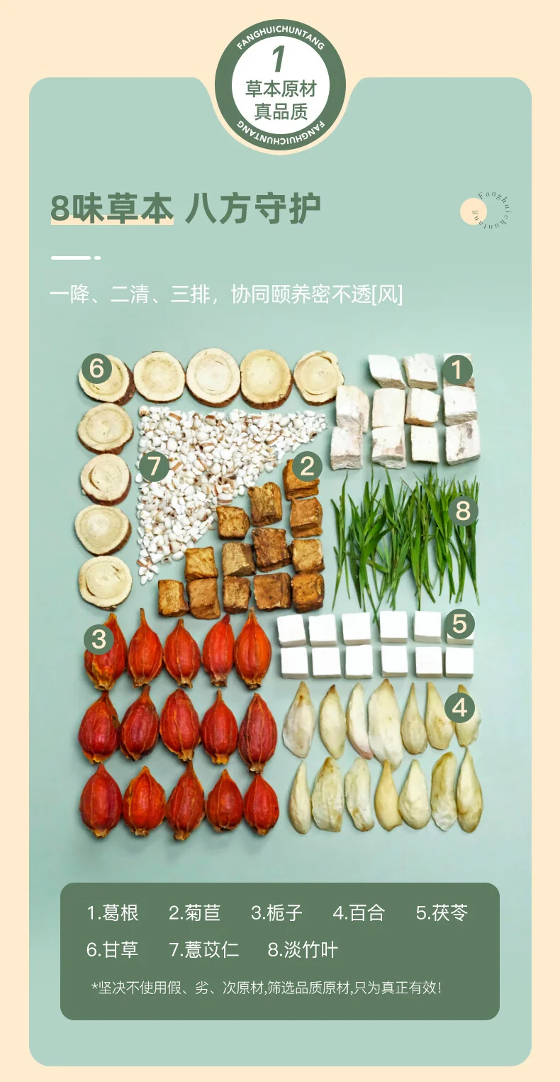 【中国直邮，时效10-15天】方回春堂菊苣栀子双降茶180g/盒 薏苡仁葛根百合茯苓冲泡养生茶6g*30袋 detail image 2
