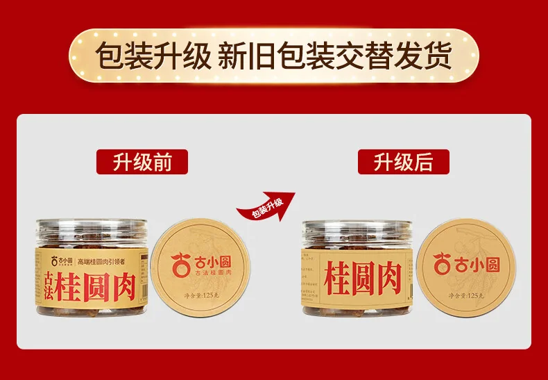 【中国直邮，时效5-12天】古小圆 古法桂圆肉干莆田龙眼肉干 休闲零食 无核无硫熏 125g*4罐 详情图 15
