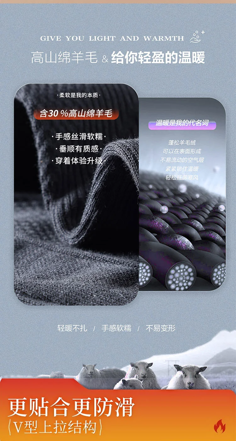 【中国直邮，时效8-20天】恒源祥 羊毛护膝 高山绵羊毛 综合防护 深灰色 均码30*12cm 详情图 3