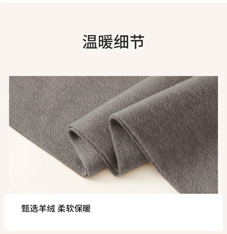 【China Direct Mail, Delivery Time 8-20 Days】HENGYUANXIANG Cashmere Scarf, Thickened for Autumn/Winter Warmth, Pure Cashmere, Solid-Color Shawl Scarf in Gift Box, Medium Grey detail image 11