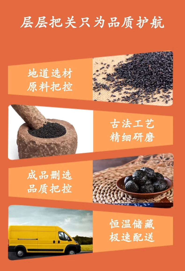 【中国直邮，时效10-15天】胡庆余堂 黑芝麻丸 精制芝麻丸蜂蜜丸子 黑芝麻丸6罐装 600g detail image 2