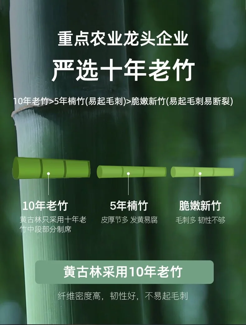 黄古林 凉席竹席夏季可折叠碳化麻将凉席 老式竹凉席子 无枕套 经典透气 1.8米床 200cm*180cm 详情图 5