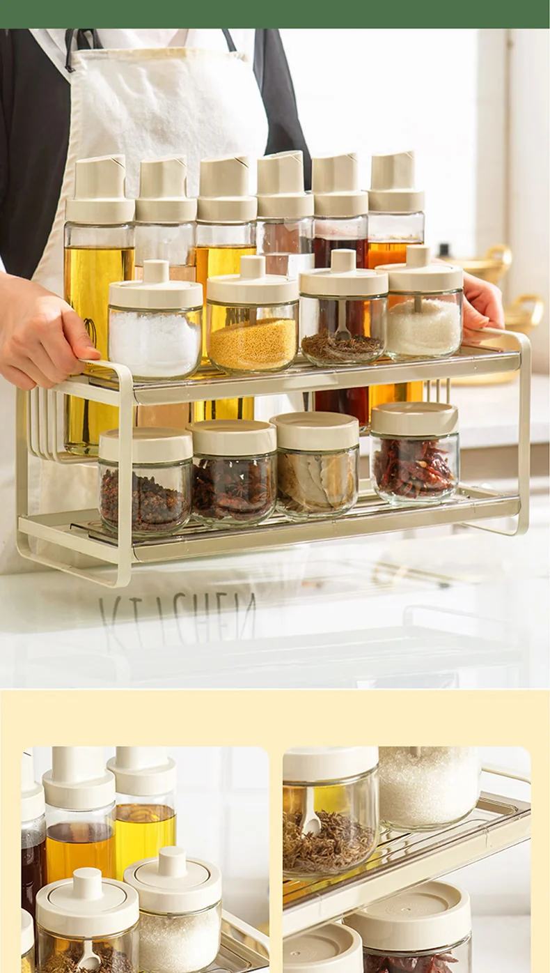 [China direct mail, time limit 10-15 days] Jingyan Craftsman Kitchen Rack Seasoning Storage Rack JYJZTLH001 Classified storage saves time and effort (15 pieces) detail image 13