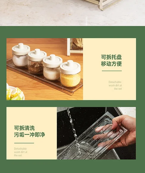 [China direct mail, time limit 10-15 days] Jingyan Craftsman Kitchen Rack Seasoning Storage Rack JYJZTLH001 Classified storage saves time and effort (15 pieces) detail image 16