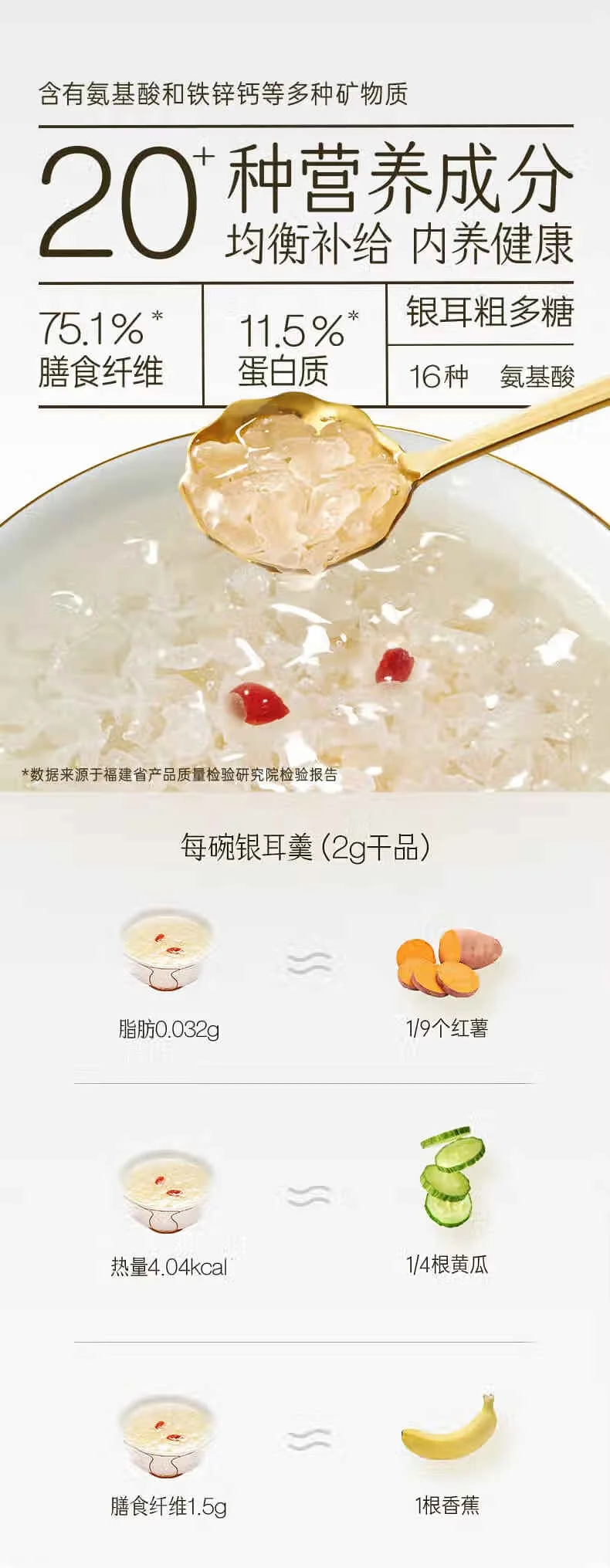 【中国直邮，时效5-12天】金燕耳 金萃高山生态有机银耳 60g 单罐装 南北干货银耳羹 C01601- 冲泡即食 detail image 6