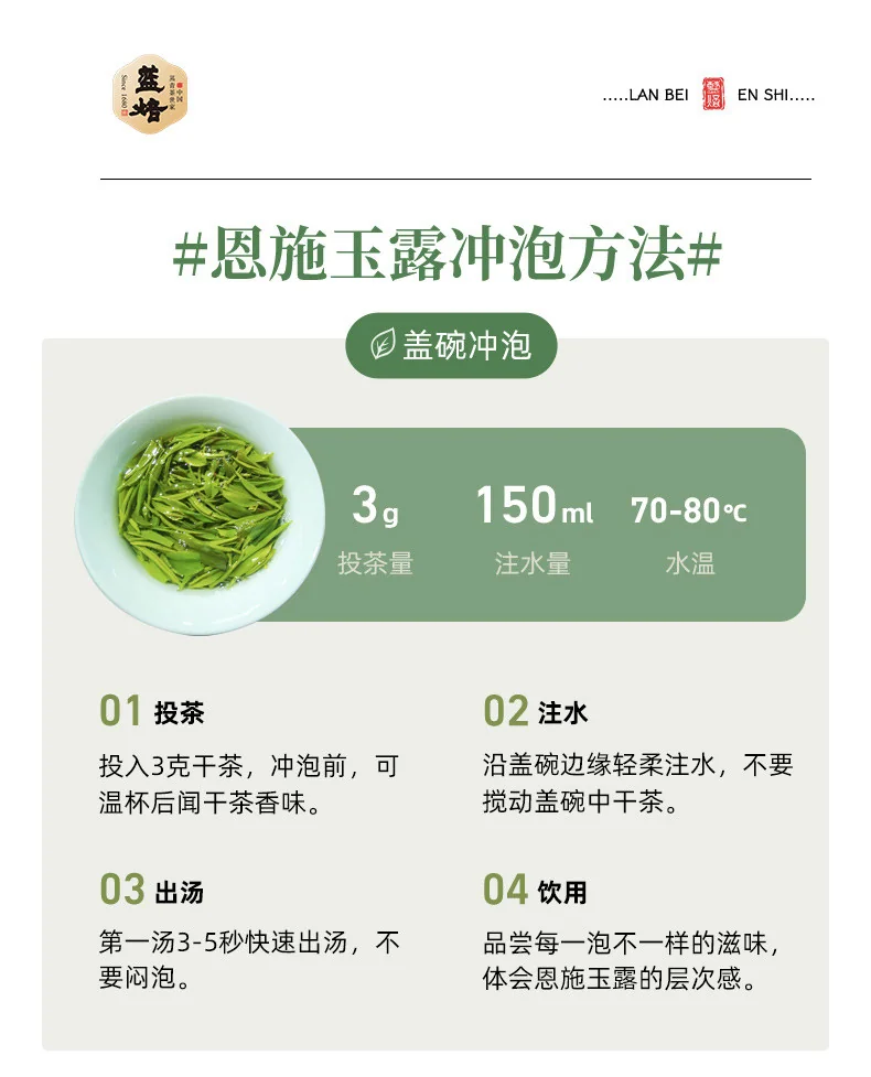 【中国直邮，时效7-15天】蓝焙 2026年新茶 绿茶1938条盒恩施玉露茶叶明前特级120g 小泡袋装自饮送礼 详情图 16