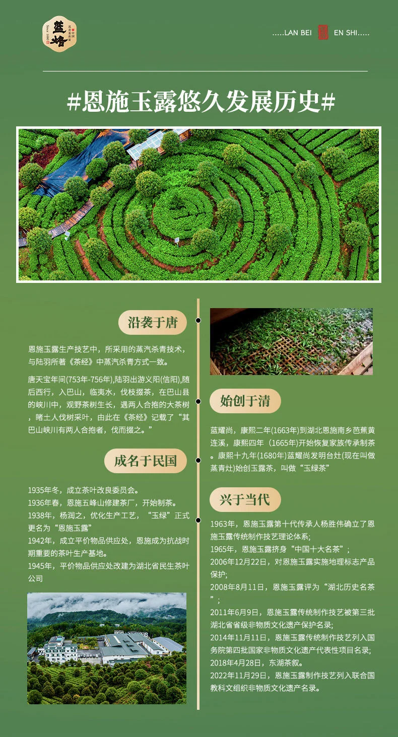 【中国直邮，时效7-15天】蓝焙 2026年新茶 绿茶1938条盒恩施玉露茶叶明前特级120g 小泡袋装自饮送礼 详情图 8