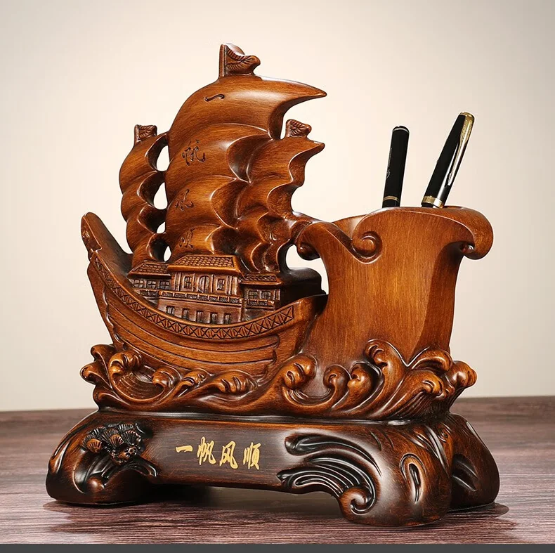 礼公馆一帆风顺笔筒摆件家居客厅装饰品摆设送礼25.5*11*26CM detail image 6