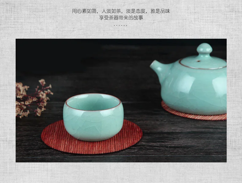 OUJIANG Oujiang Longquan Celadon Ge Kiln·Xishi Pot 8 Tea Sets Zero Lead and Zero Cadmium Plum Green detail image 13