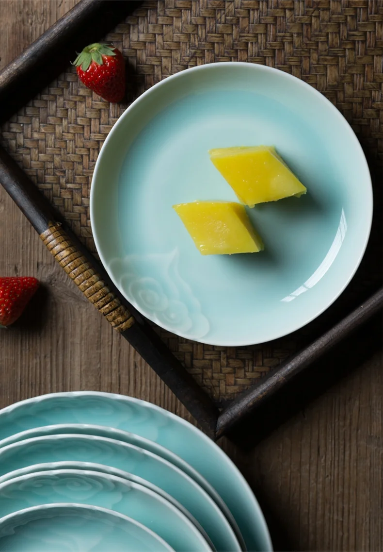 Oujiang celadon, 25 pieces tableware set, Longquan celadon, lead-free and cadmium-free, plum green/pink green detail image 10