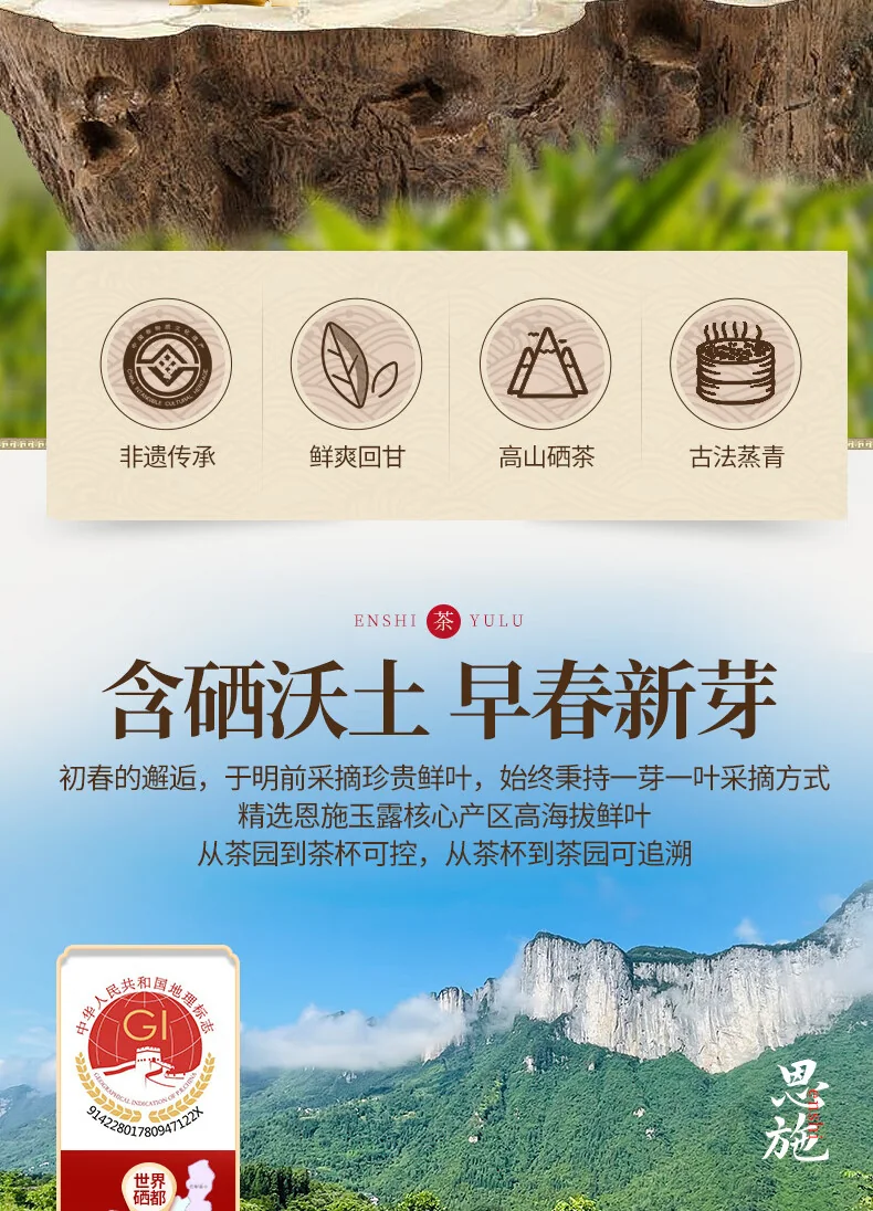 【中国直邮，时效7-15天】润邦茶业 2026年新茶 恩施玉露 明前一级蒸青绿茶金风条盒高性价比礼盒 120g 详情图 2