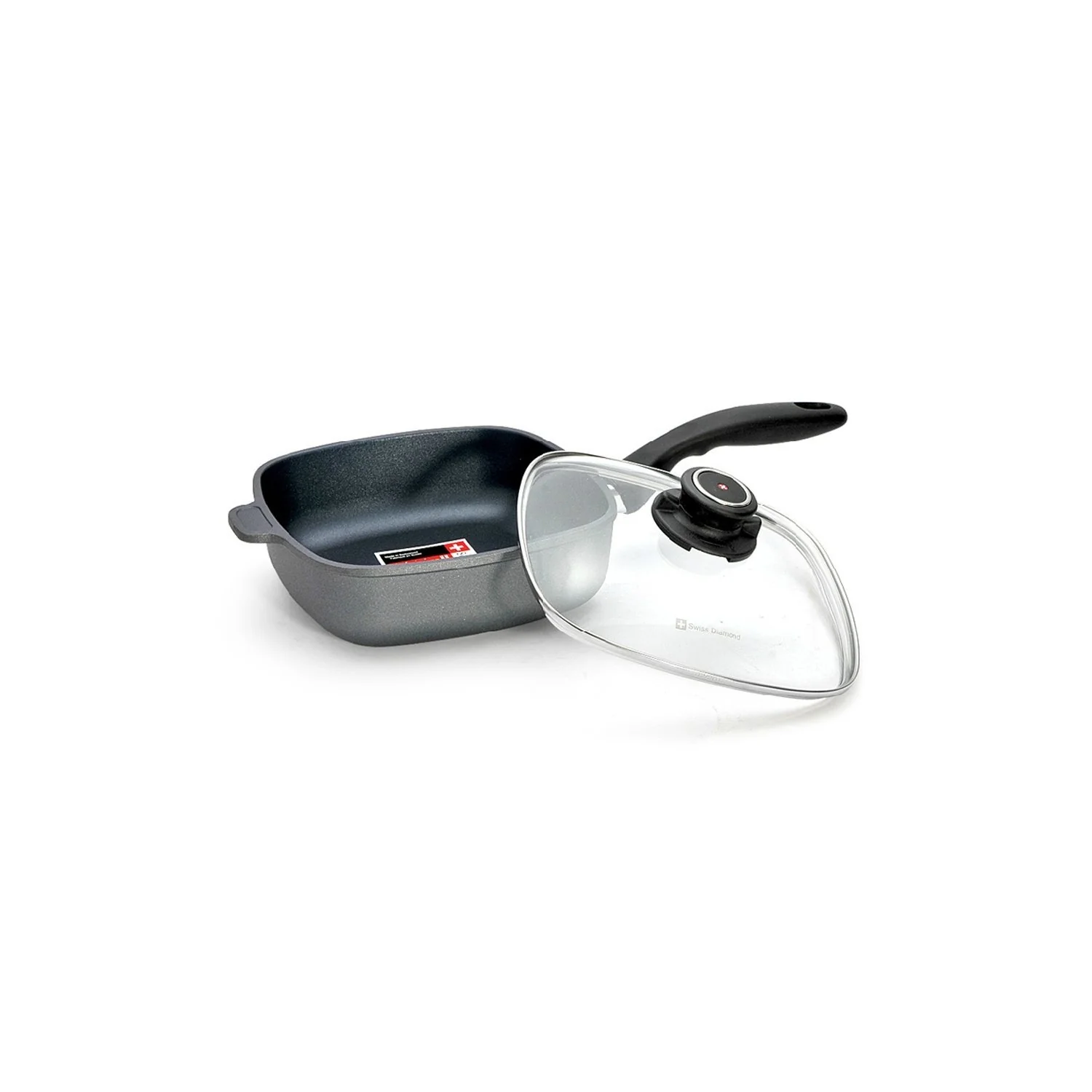 Swiss Diamond Nonstick Square Saute Pan with Lid 6620c 2L  8" x 8" detail image 2