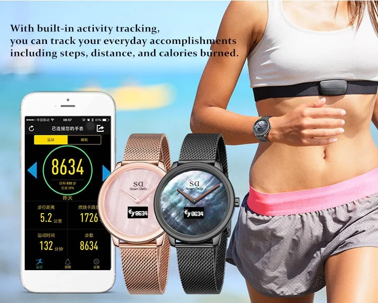 SD Touchscreen Smartwatch Waterproof Stainless Steel Wrist Watch 124L detail image 6