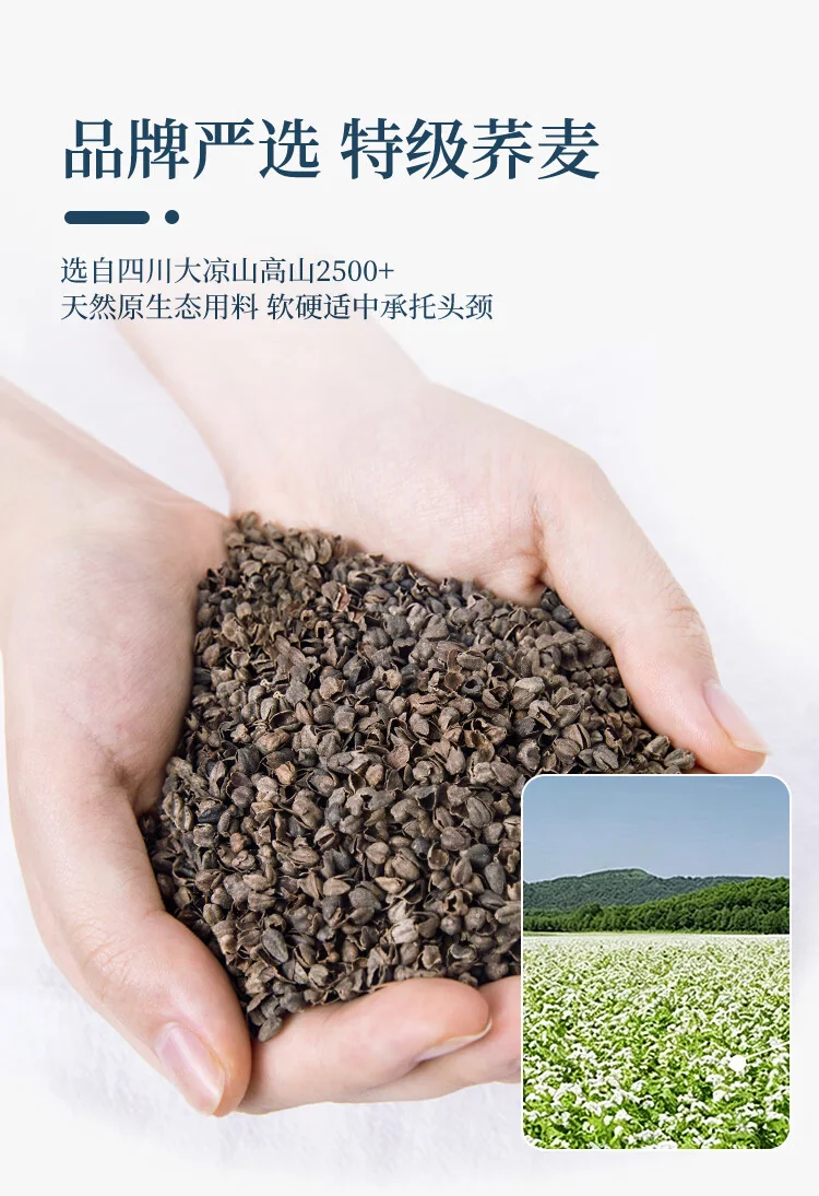 蜀国御 5斤装全荞麦壳枕头颈椎枕头 夏季透气 舒适睡眠 单人配枕套 2.5kg 详情图 5