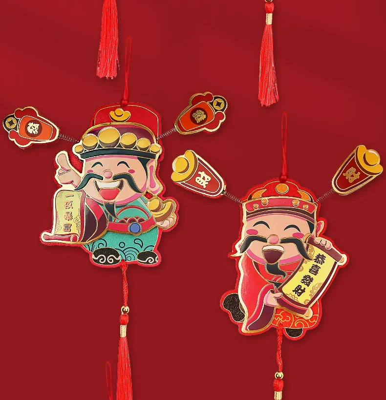 【中国直邮，时效10-15天】首力 新年财神冰箱贴 喜庆小挂饰盆栽装饰龙年挂饰（六个装） detail image 8