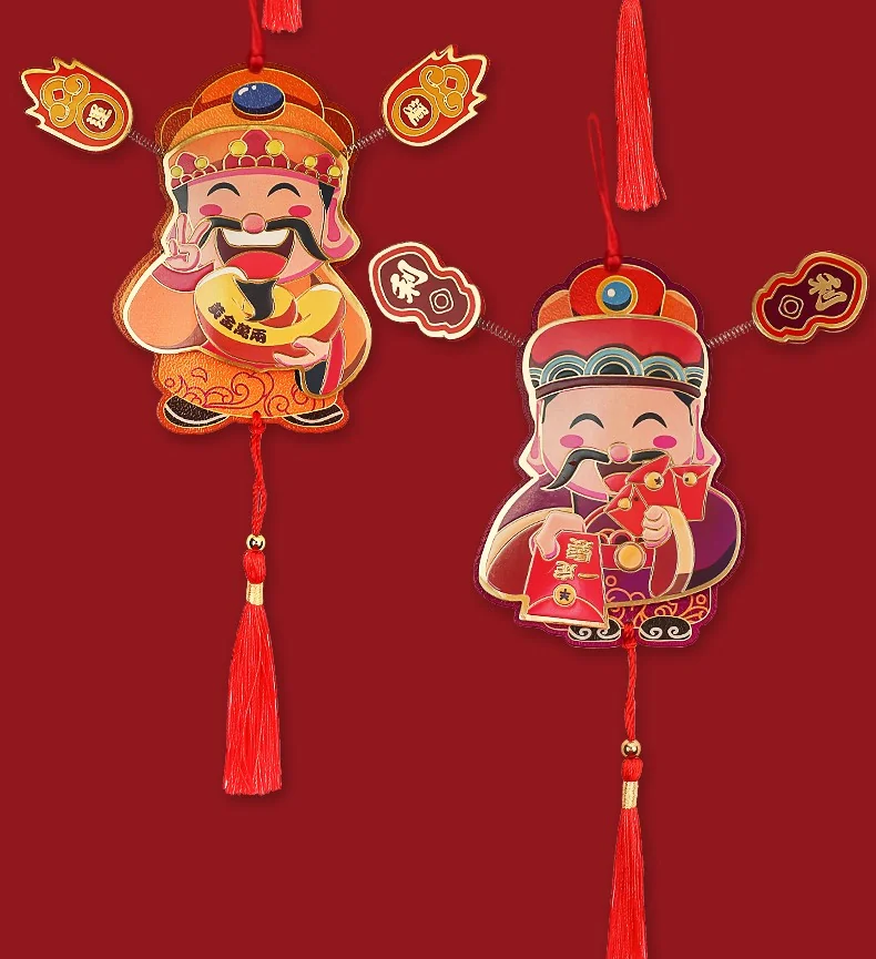 【中国直邮，时效10-15天】首力 新年财神冰箱贴 喜庆小挂饰盆栽装饰龙年挂饰（六个装） detail image 9