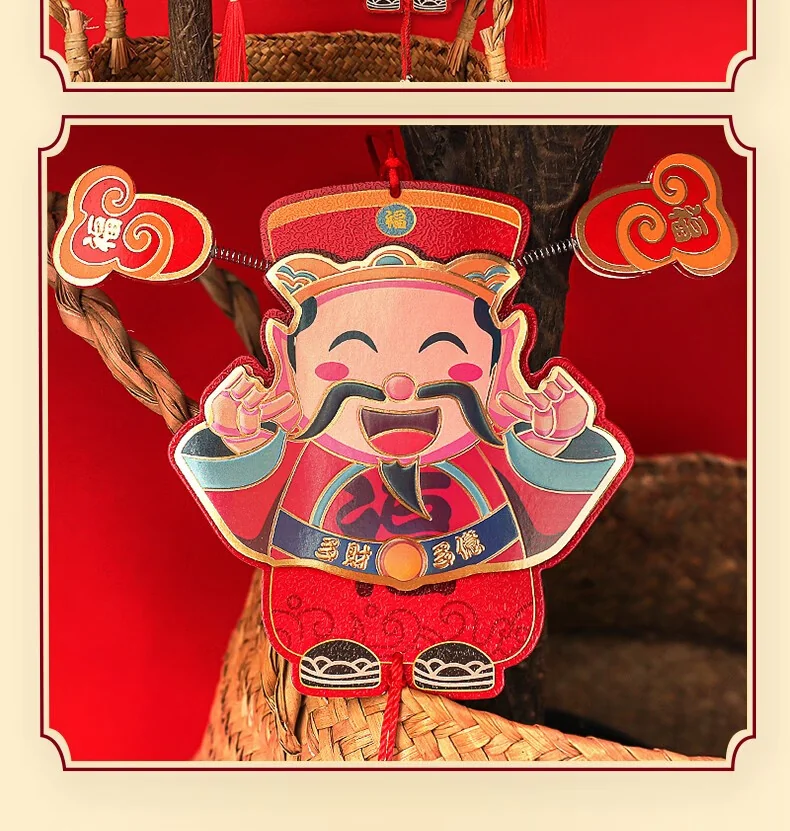 【中国直邮，时效10-15天】首力 新年财神冰箱贴 喜庆小挂饰盆栽装饰龙年挂饰（六个装） detail image 11