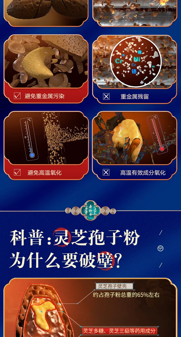 [Direct shipping from China, delivery time 5-12 days] Shouxiangu Broken Cell Wall Ganoderma Spore Powder, Nutritional Health Supplement, Used for weakness, cough, asthma, insomnia, and excessive dreaming. 1 gram 30 packets gift box. detail image 6