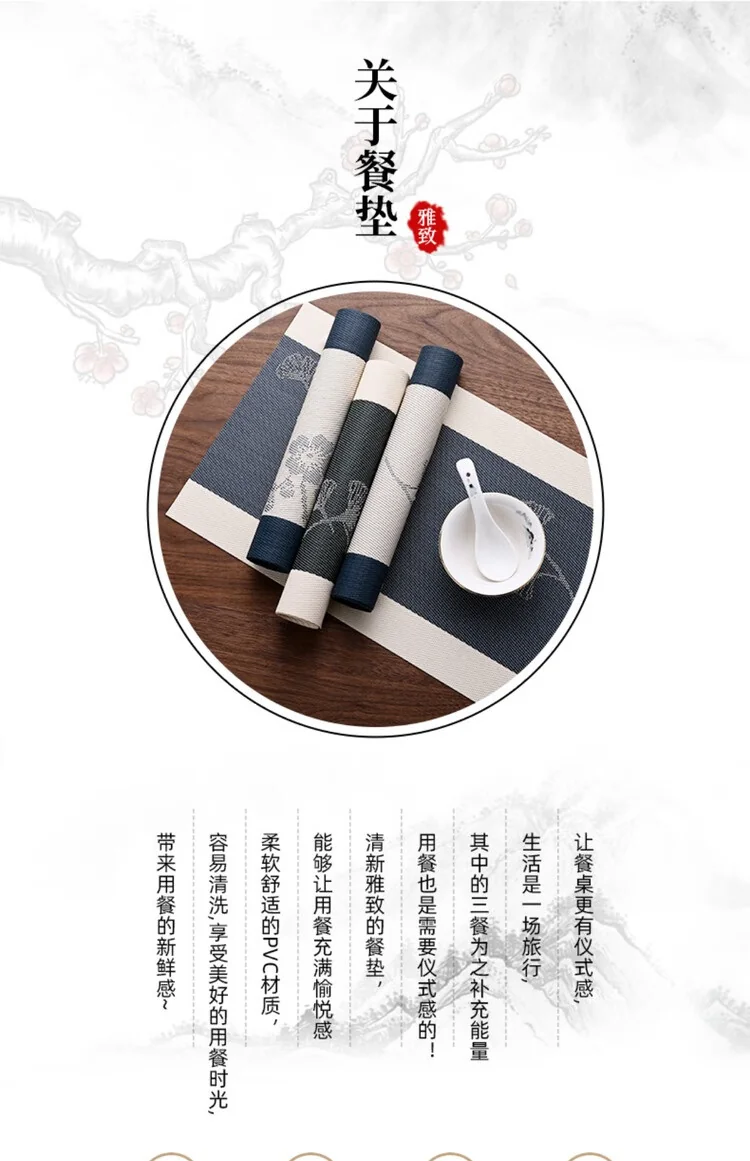 New Chinese table mat SCGRD001 waterproof, oil proof, heat proof and hot detail image 3