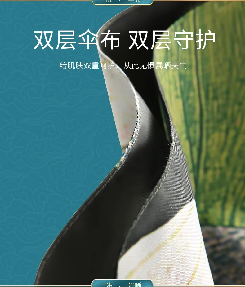 【中国直邮，时效10-15天】天堂伞太阳伞双层国风伞臻品黑胶防晒防紫外线遮阳伞便携折叠晴雨伞女士 57506E五折-双层 detail image 7