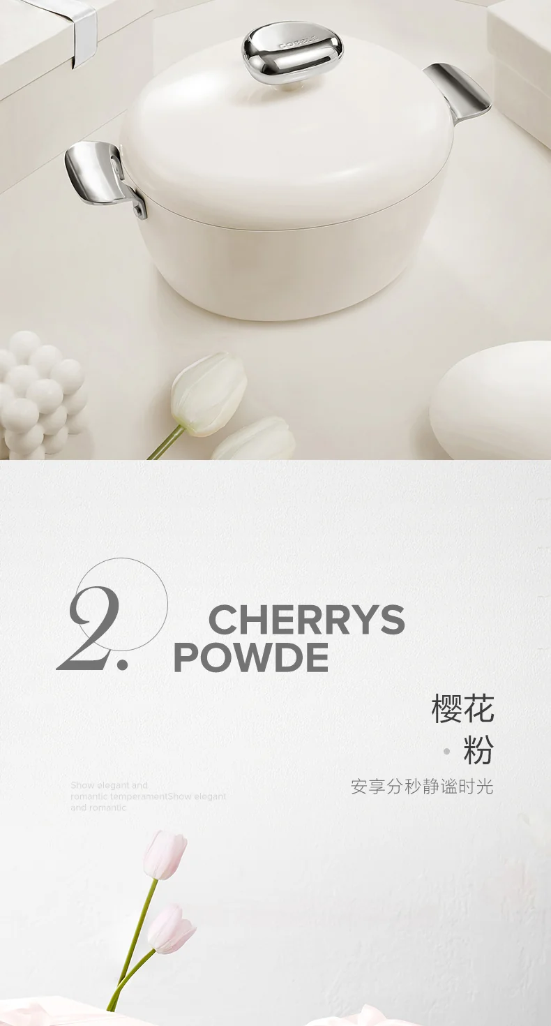 VELOSAN 温仑山鹅卵石汤锅微压炖锅不粘锅家用煮粥煲汤锅 24cm-白玉兰 detail image 9