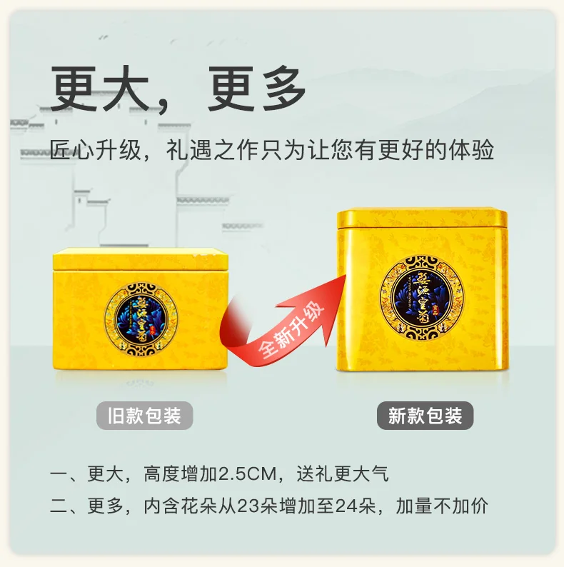 【中国直邮，时效7-15天】婺牌 婺源绣球皇菊菊花茶 江西特产花茶礼盒 金丝皇菊特级茶 婺源皇菊花王 两盒装 48朵 详情图 16