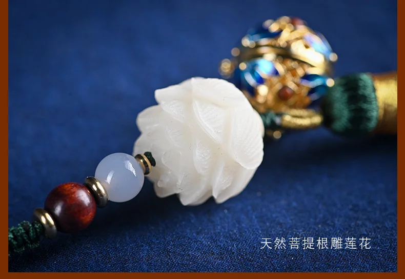 【中国直邮，时效7-15天】物藏堂 古风可开合香囊球菩提莲花流苏汽车钥匙扣包包挂件复古文艺女长约13.5cm 秋香绿-配5颗香丸（鹅梨帐中香） detail image 6