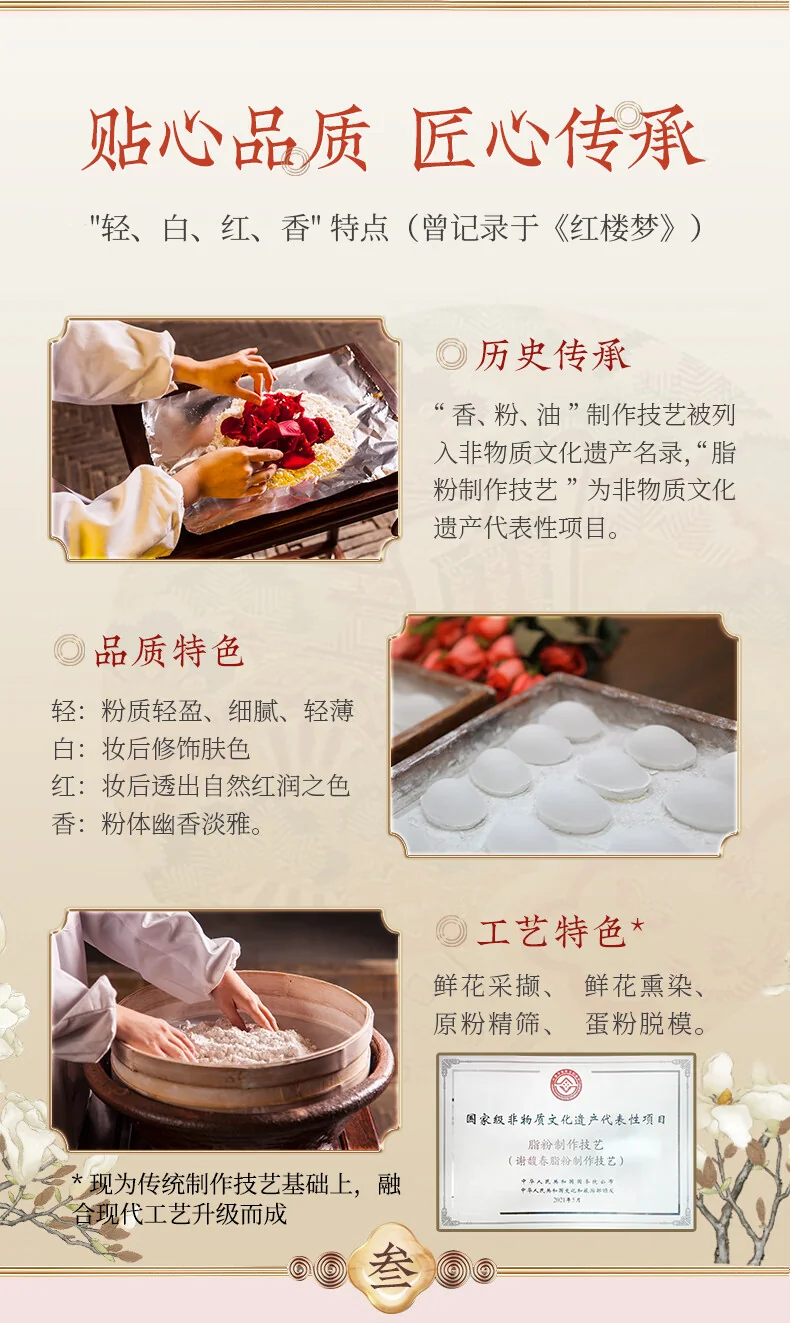 Direct shipping from China, 10-15 days] Xie Fu Chun Crafts National Makeup Duck Egg Fragrance Powder Flower Happiness and Moonlight Classical Loose Powder and Honey Powder Matte Makeup Fixing and Retouching (Fragile and does not affect the use) detail image 6