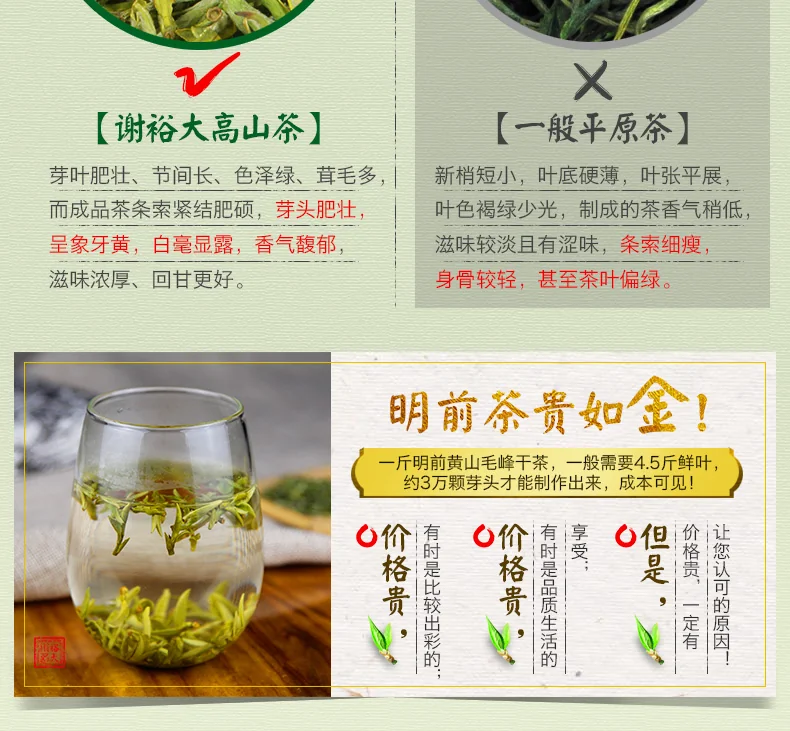 【中国直邮，时效7-15天】谢裕大 2026新茶 绿茶 金奖顶芽安徽黄山毛峰特级一等60g听装自饮口粮 详情图 14