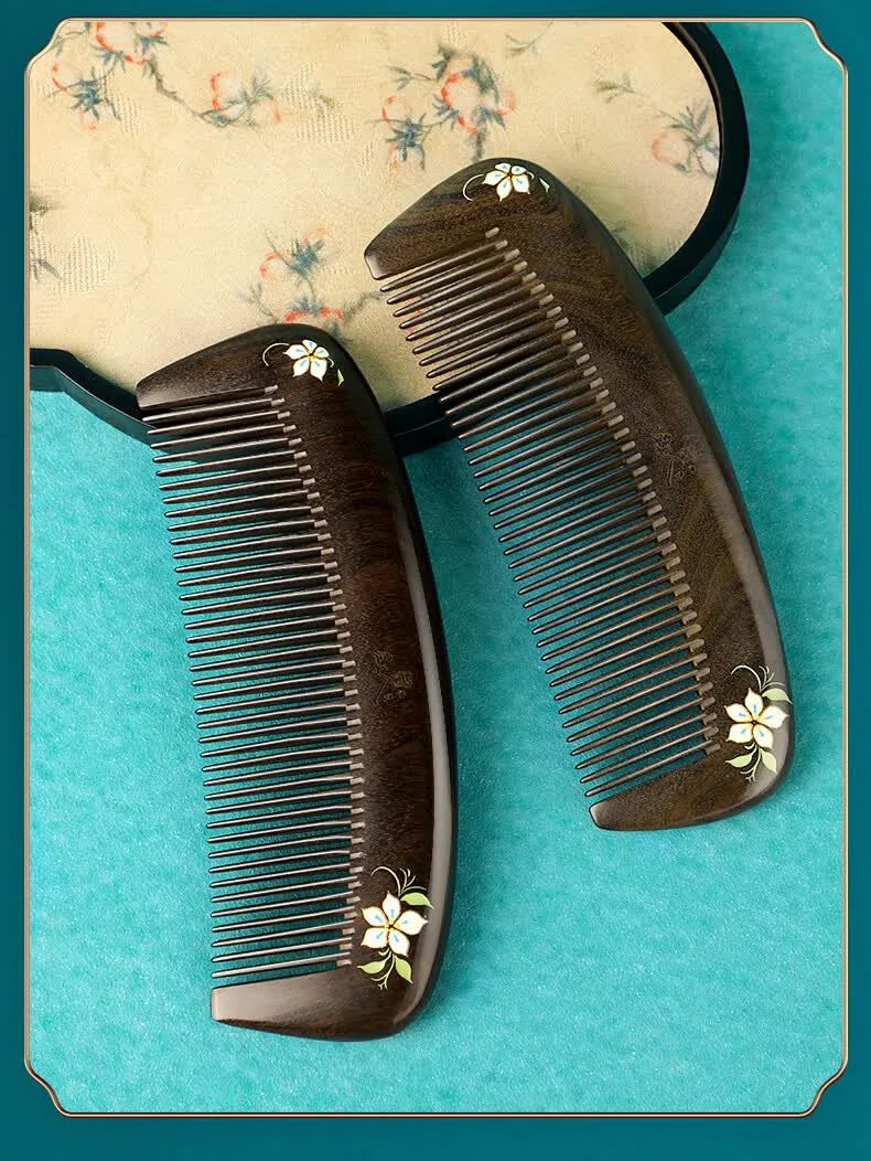 [Direct shipping from China, delivery time 8-20 days] Poppy Flower Lacquer Art Painted Comb, Precious Wood Comb, Birthday Gift, Fragrant and Pure detail image 16