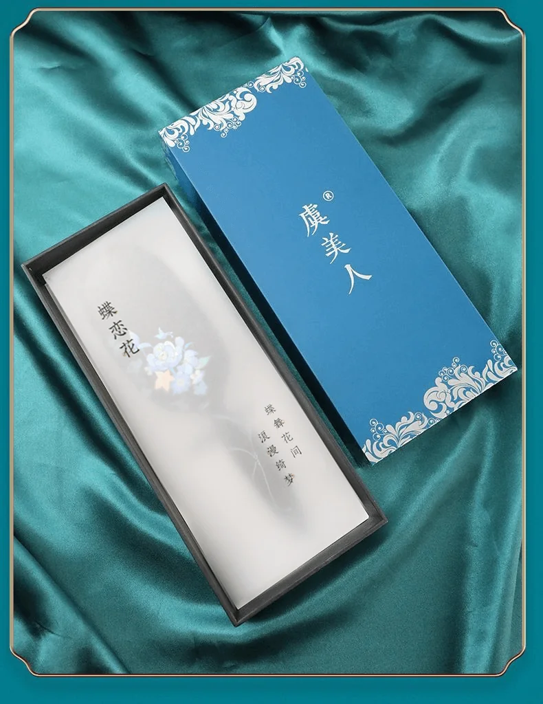 【中国直邮，时效8-20天】虞美人 天然黑檀气垫梳子 漆艺彩绘 生日礼物 蝶恋花 详情图 6