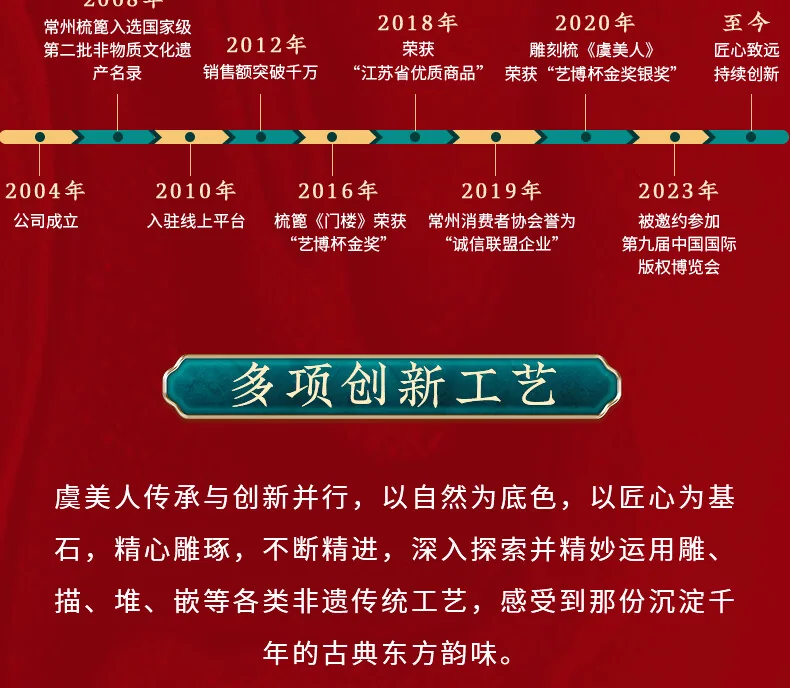 【中国直邮，时效8-20天】虞美人 龙凤和鸣沉贵宝黑金檀木梳 结婚礼物 新婚对梳礼盒装 生日礼物 详情图 25