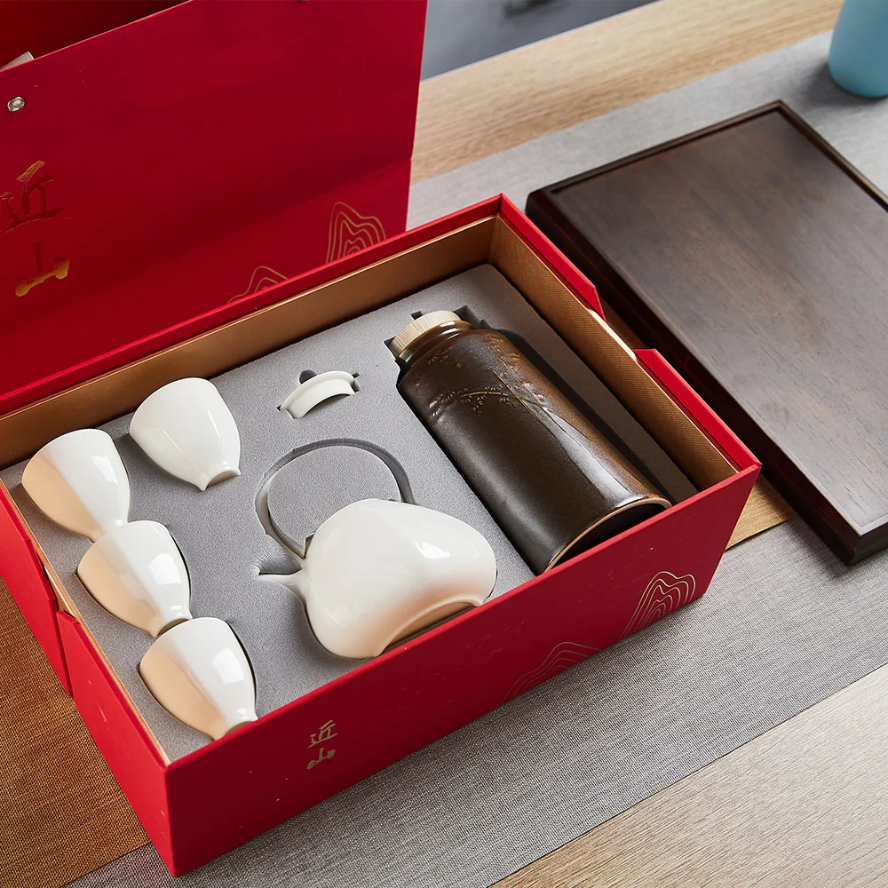 Beixitang·Jianshan Tea Set Gift Box Glazed Bai Yajing One Pot Four Cups Gift Box Packaging detail image 2